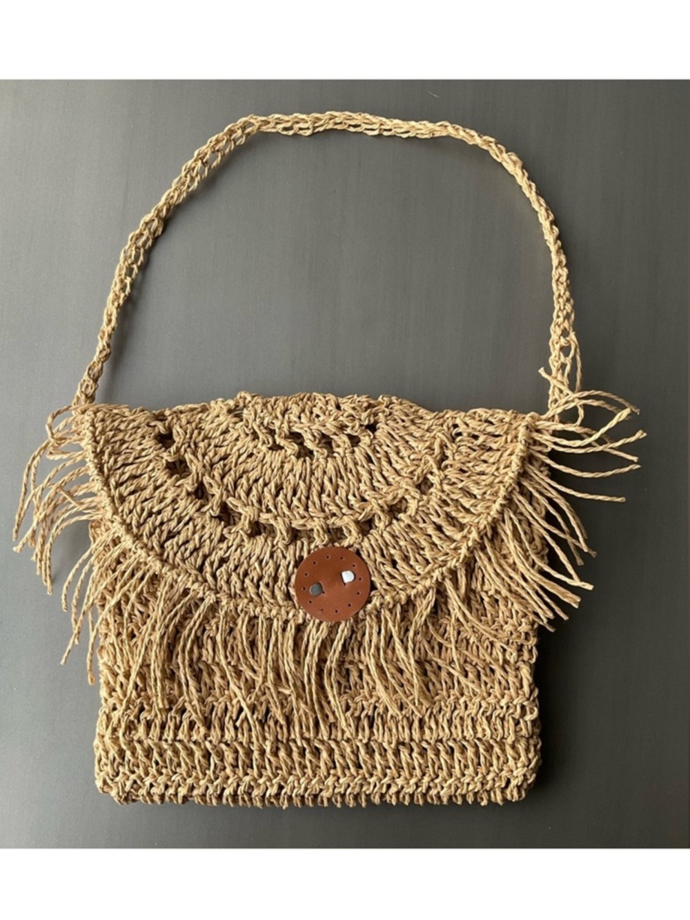 Artisan Crafted, Tulum Boho style Handmade Paper Yarn Crochet Handbag - NWT